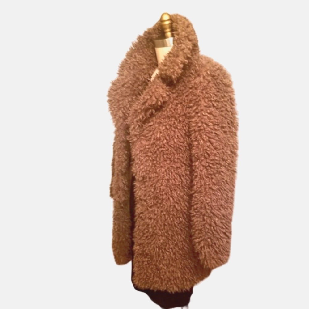 NWOT | ZARA OUTERWEAR | Warm Light Brown | Faux Fur Shearling Coat | Size: XS - Picture 8 of 16